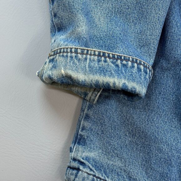 Vintage Wrangler hero Jacket Mens Medium Blue Denim Blanket Lined Utility Chore - Picture 11 of 16